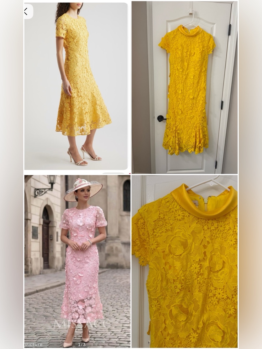Ts Couture elegant Yellow Floral Lace Dress